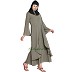Layered abaya- Solid Bottle Grey