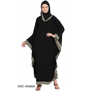 Black color kaftan with Grey printed borders