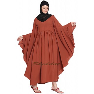 Kaftan abaya with pintucks- Rust color