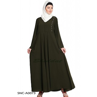 A-line abaya- Olive Green