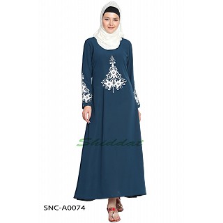 Designer Embroidered  Abaya- Navy-Blue color