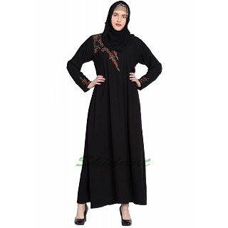 Black embroidery abaya