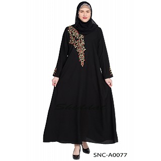 Black embroidery abaya