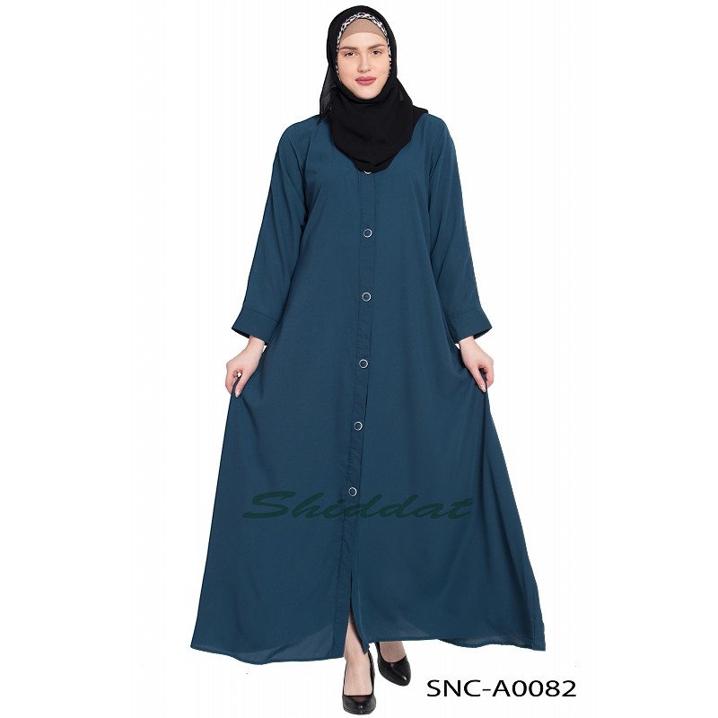 abaya open front with buttons