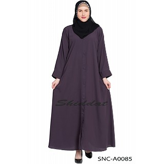 Front Open Abaya- Plum color