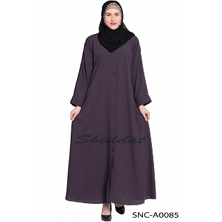 Front Open Abaya- Plum color