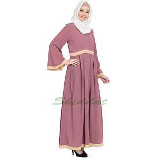 Casual pleated abaya- Pink color