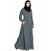Collared casual abaya- Grey