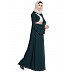 Bridal abaya with patchwork- Bottle Green
