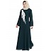Bridal abaya with patchwork- Bottle Green