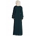 Embroidered A-line abaya- Bottle Green