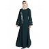 Embroidered A-line abaya- Bottle Green