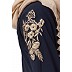 A-line embroidery abaya- Navy Blue A-line embroidery abaya- Navy Blue