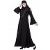 A-line embroidery abaya- Black