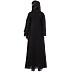 A-line embroidery abaya- Black