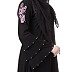 A-line embroidery abaya- Black
