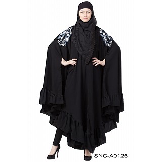 Irani Kaftan with Ruffled border- Black