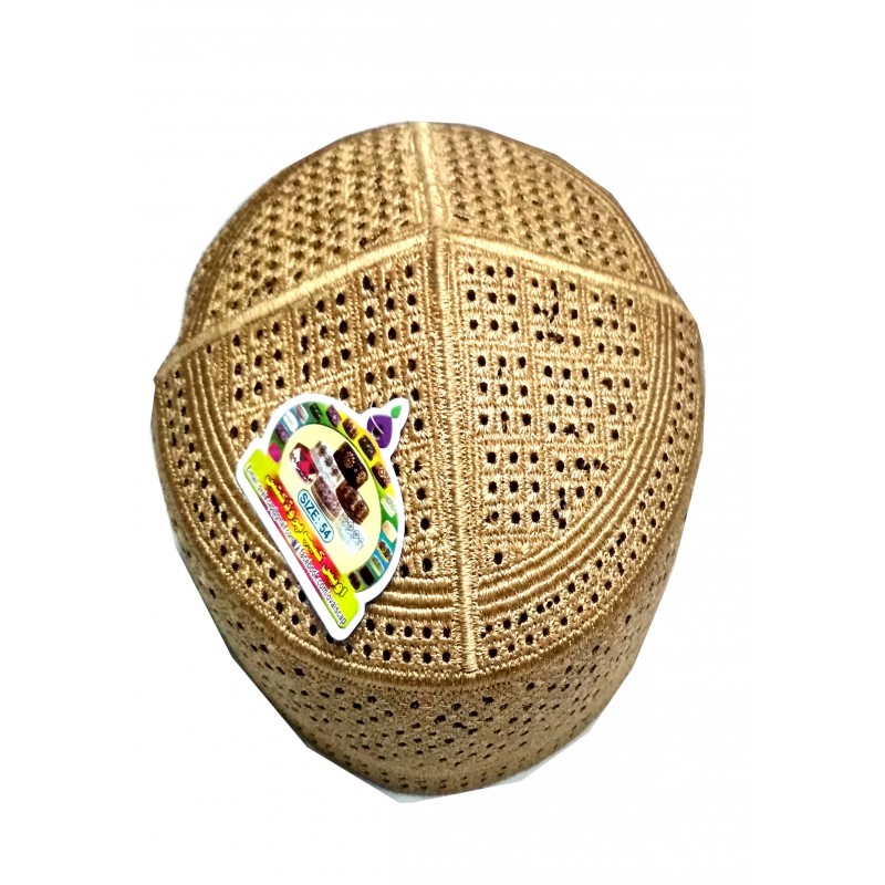 Muslim Prayer Cap- Golden Colored Pakistani Owise Cap 