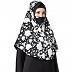 Instant Ready-to-wear Hijab - Black & White Flower Print Instant Ready-to-wear Hijab - Black & White Flower Print