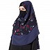 Instant Ready-to-wear Flower Printed Hijab - Blue and Navy Blue  Instant Ready-to-wear Flower Printed Hijab - Blue and Navy Blue