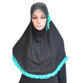 Makhna Hijab in Black & Sky Blue