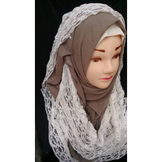 Wrap hijab -  Millbrook color with lace work