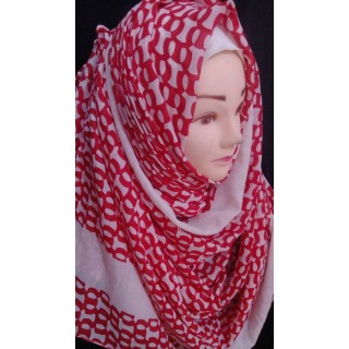 Red Ring Hijab - Cotton Fabric