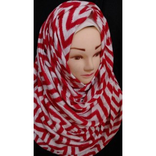 Red Zig-Zag printed hijab