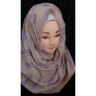 Grey leaf hijab - Cotton Fabric