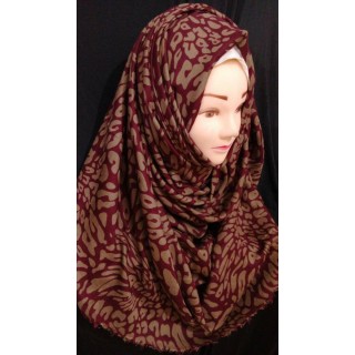 Maroon Color Printed Hijab - Cotton Fabric