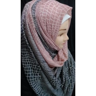 Coral Pink Printed Hijab- cotton hijab