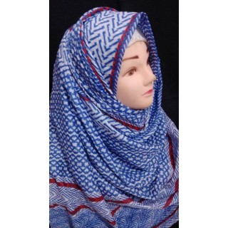 Blue red striped cotton hijab - Cotton Fabric