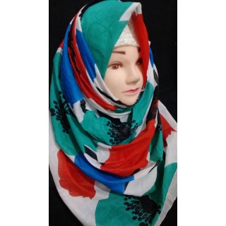 Flowery cotton hijab  - Cotton Fabric