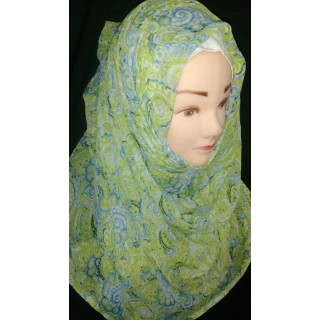 Green Printed Hijab - Chiffon Fabric