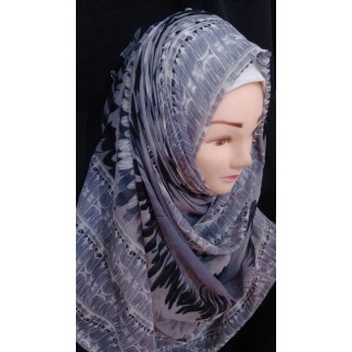 Grey printed wrap hijab - Chiffon fabric