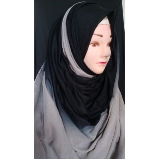 Black & Grey double shade hijab - Cotton Fabric