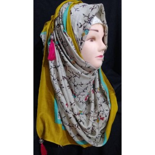 Nevi blue multi-Cotton hijab