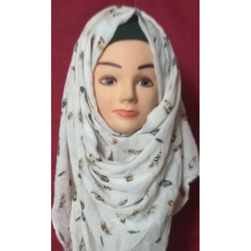 Hijab online White Printed Cotton Hijab at