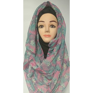 Mariam hijab - Baby Pink Leaf Printed