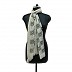 Crinkle Cotton Hijab With Checkered Box Print and Pompoms Crinkle Cotton Hijab With Checkered Box Print and Pompoms