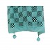 Crinkle Cotton Hijab With Checkered Box Print and Pompoms Crinkle Cotton Hijab With Checkered Box Print and Pompoms