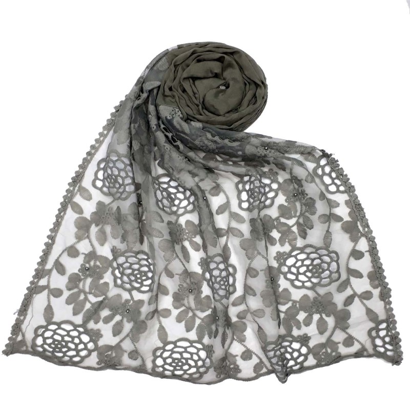 Stole online-Designer Cotton Half Net Women's Stole at