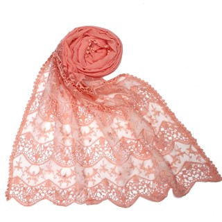 Cotton Half Net Stole - Pink