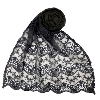 Designer cotton Half Net Stole - Grey