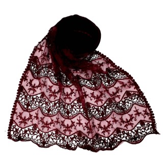 Cotton Half Net Stole - Maroon