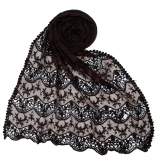 Cotton Half Net Stole - Brown