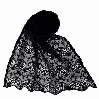 Cotton Half Net Stole - Black