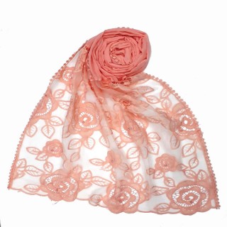 Cotton Half Net Stole - Pink