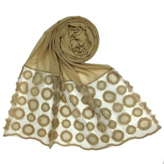 Designer Flower Diamond Studded Stole- Brown