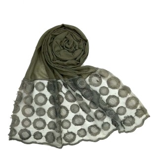 Designer Flower Diamond Studded Stole- Grey color